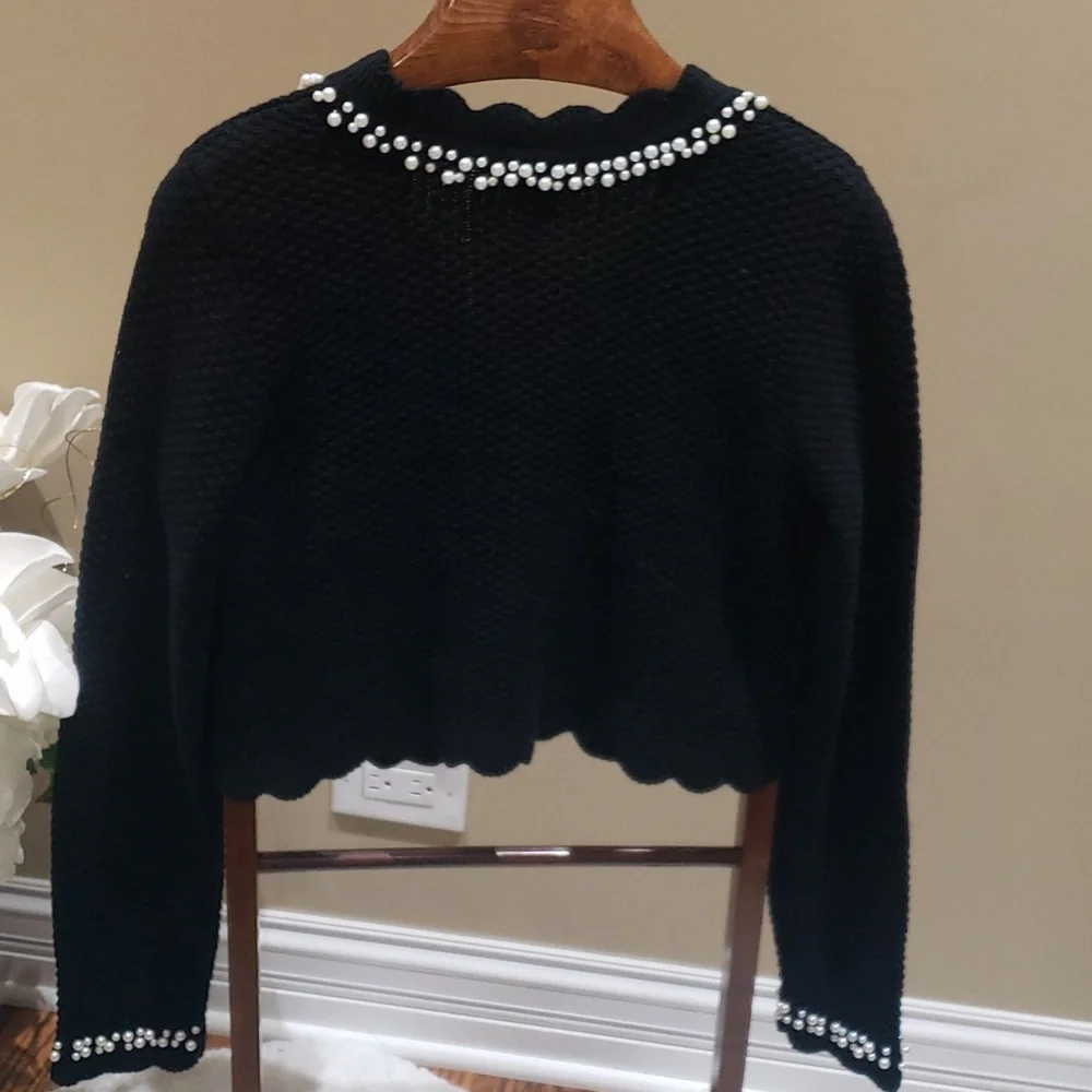 Nwt medium House of Harlow black sweater with pearls - Picture 8 of 15